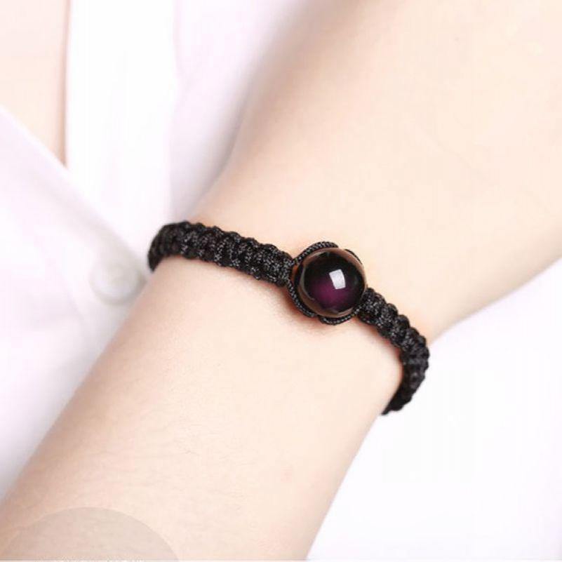Genuine Obsidian Feng Shui Bracelet Thread Rope Red Buddha Copper Coin  Amulet 1x