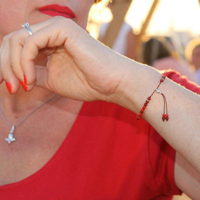 Handmade Strand Bracelet w/ Small Natural Stone Onyx Beads - One Lucky Wish