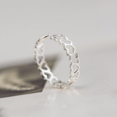 'Heart String' Adjustable Sterling Silver Ring - One Lucky Wish