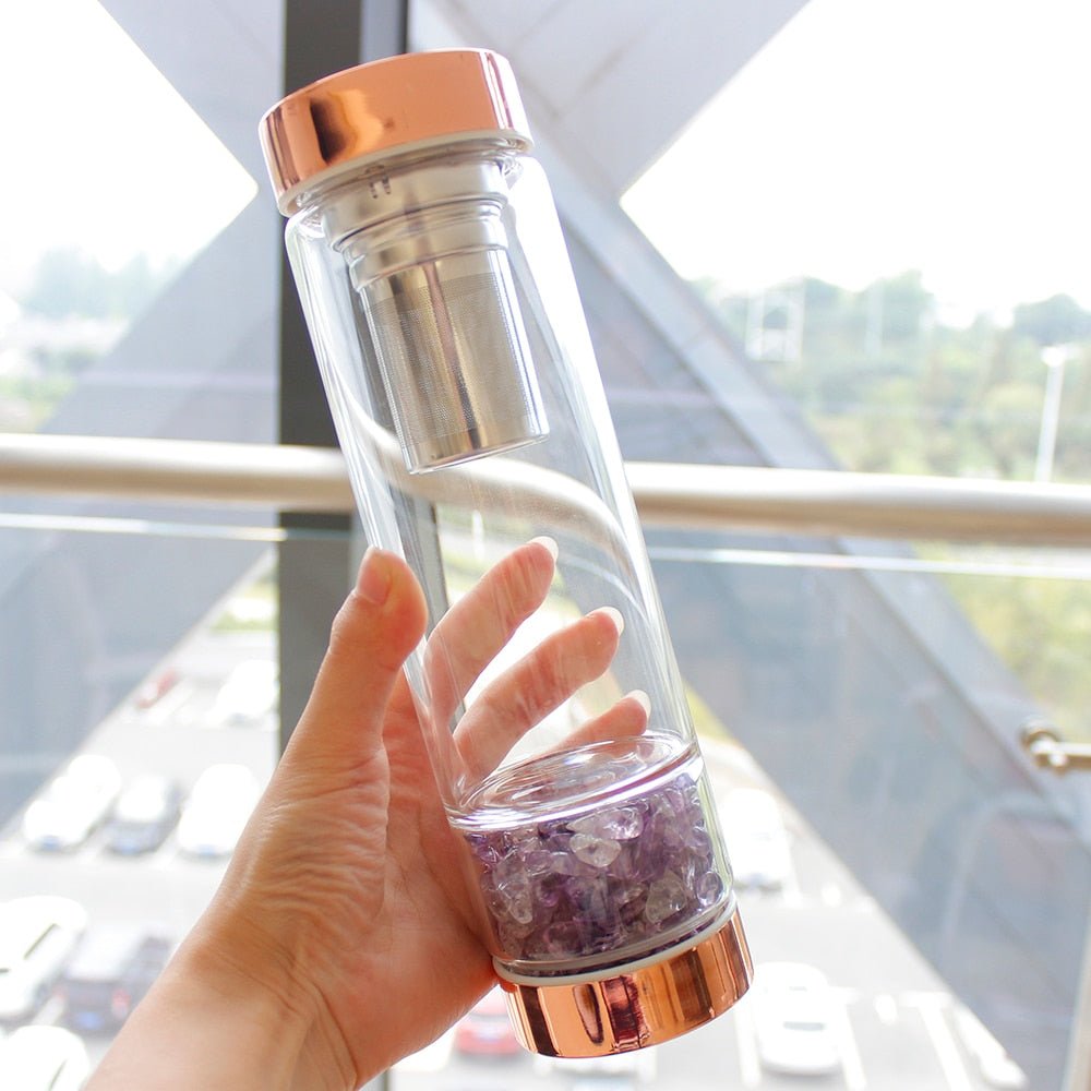 Elixir Glass Water Bottle with Infuser & Straw