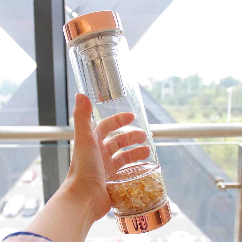 Elixir Glass Water Bottle with Infuser & Straw