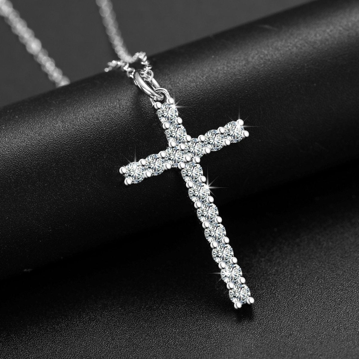 Moissanite Sterling Silver Cross Pendant Necklace – One Lucky Wish