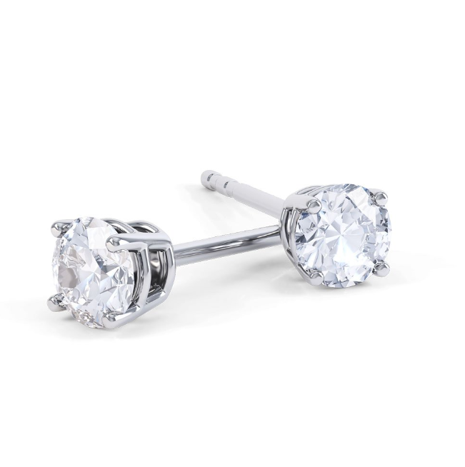 Gold Earrings, 14K White Gold Women's offers Earrings, 1.9 Ct Colorless Moissanite, Twisted Stud Earrings, Moissanite Earrings, Daily Wear Earrings