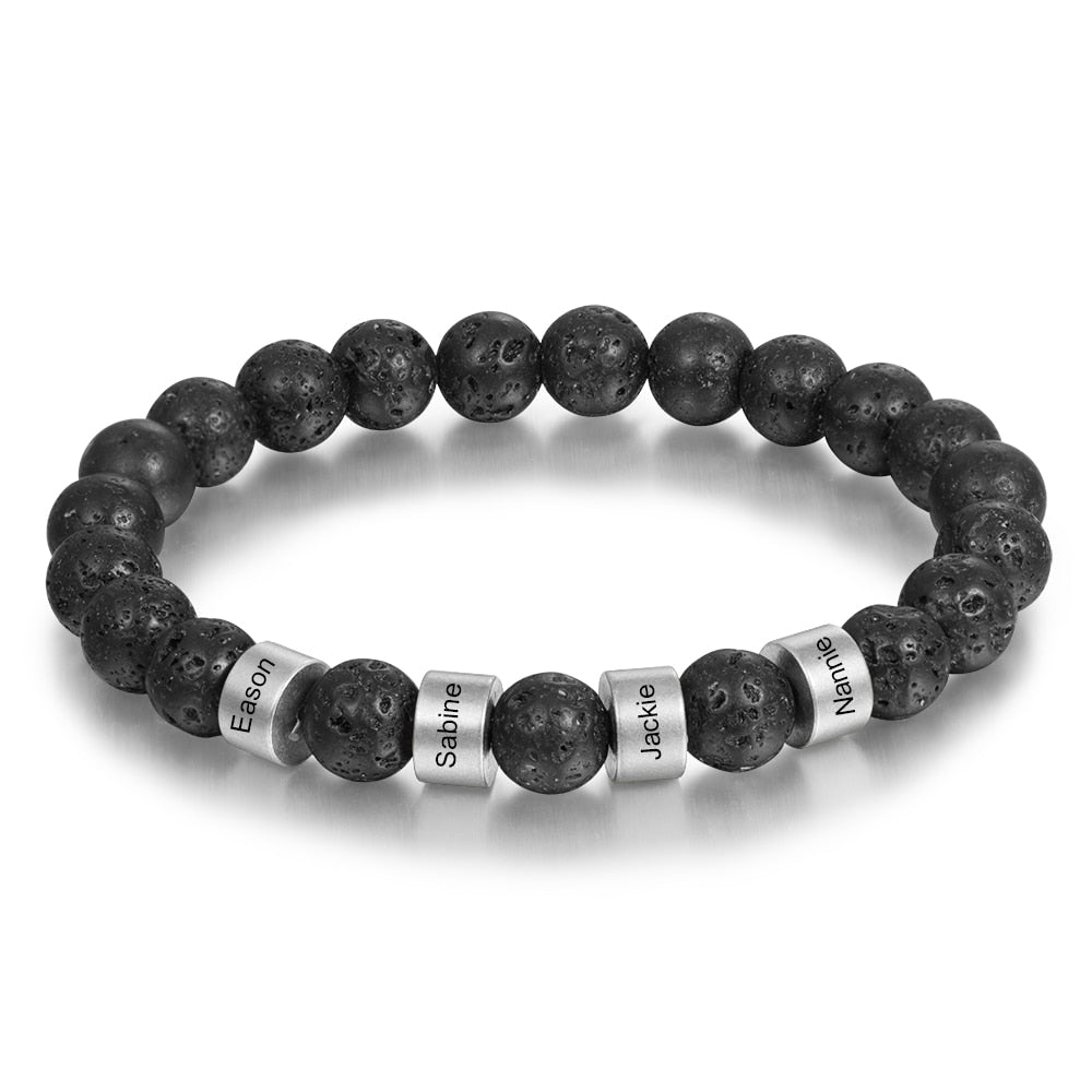 Fashion Personalised Mens Lava Bead Bracelet