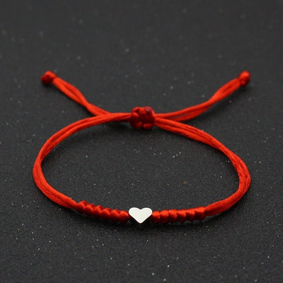 Lucky Red String Heart Charm Bracelet - One Lucky Wish