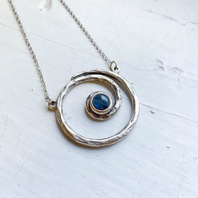 Milky Way Necklace - Spiral Sterling Silver Pendant with Labradorite - One Lucky Wish