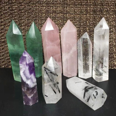 Natural Raw Crystal Wand Obelisk Healing Stones - One Lucky Wish