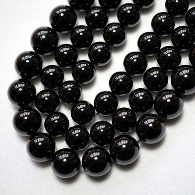 Polished Black Tourmaline Beads - One Lucky Wish