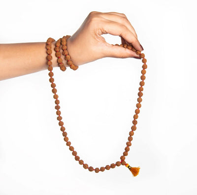 Rudraksha Natural Beads Mala - 108 Beads - One Lucky Wish