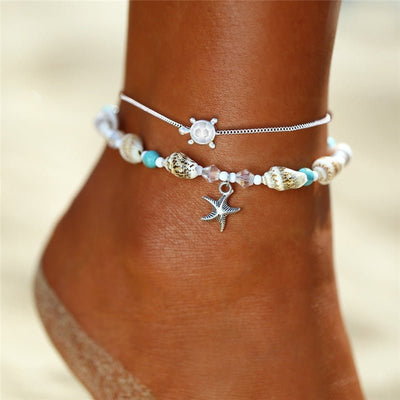 Seashells and Starfish Anklet - One Lucky Wish