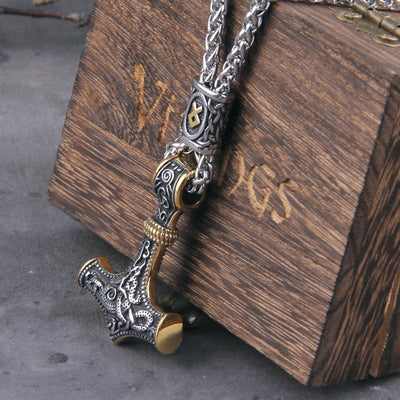 Thor's Hammer Amulet Necklace Gold - One Lucky Wish